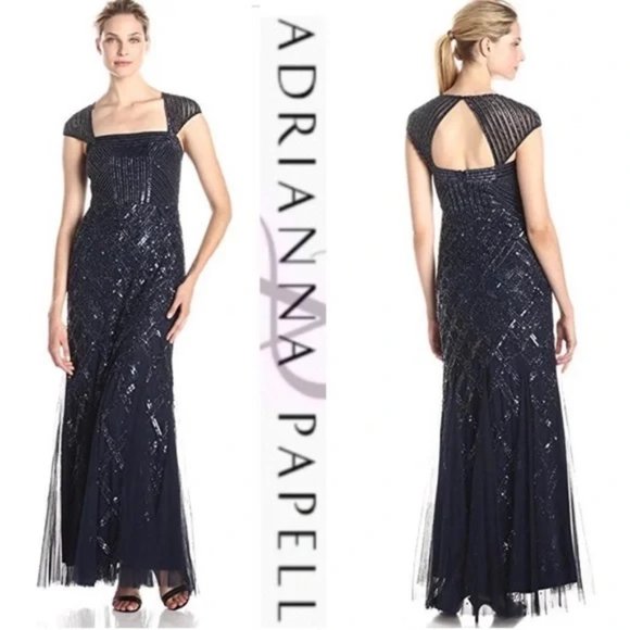 Midnight blue Adrianna Papell Size 2 - Picture 1 of 8
